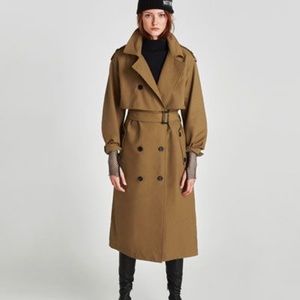 **NEW** ZARA LONG TRENCH COAT - water resistant, fully lined